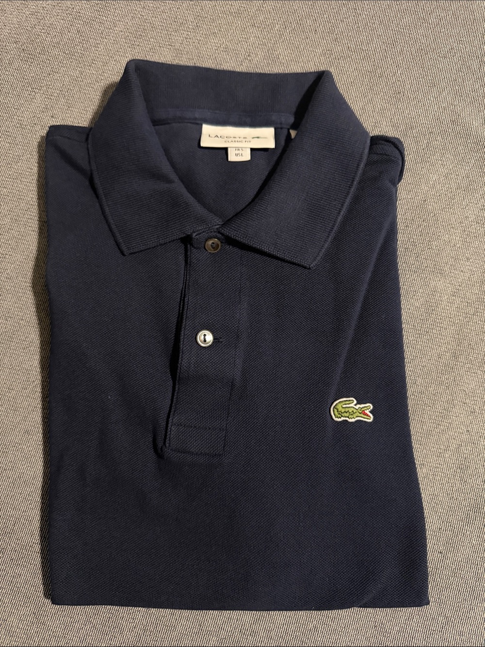 Lacoste Men’s Navy Polo with Embroidered Crocodile